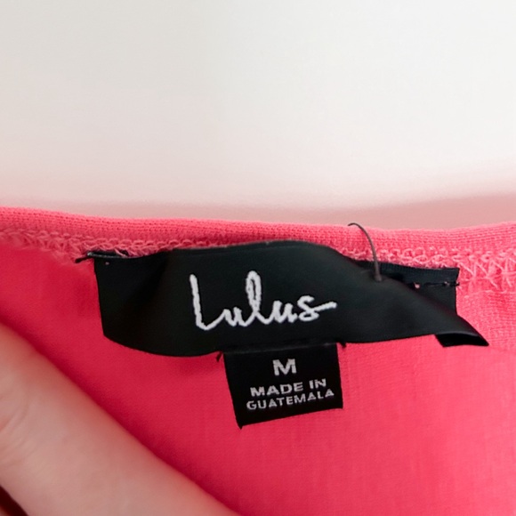 Lulu’s Pink Ruffle Hem Bodycon Sheath Dress V-neck Spaghetti Strap Midi Medium - Picture 5 of 5